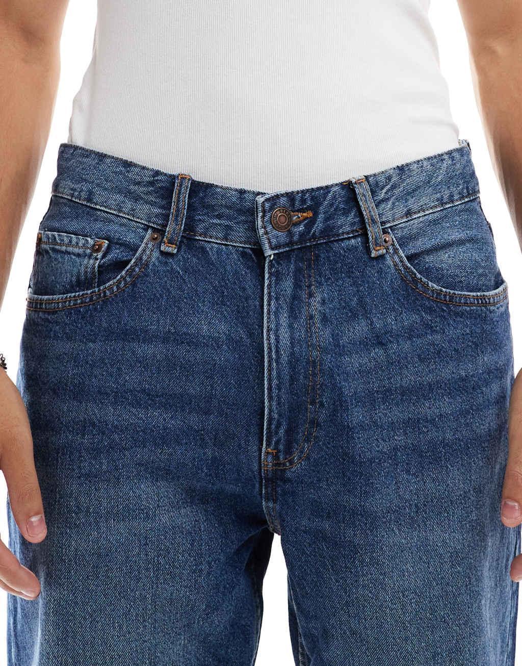 Bershka straight vintage fit jeans in denim blue Product Image