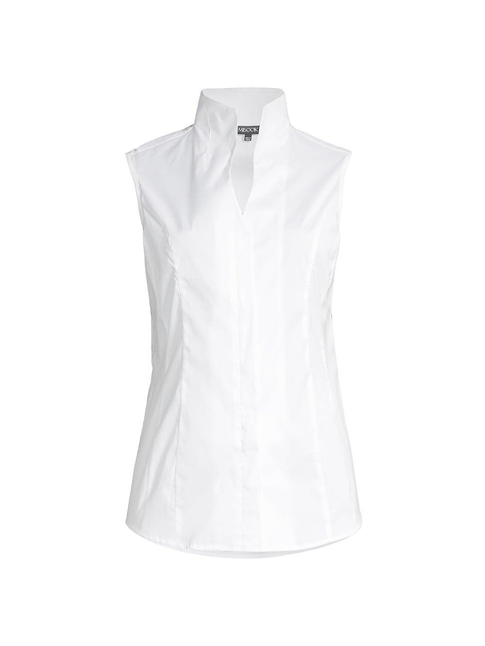 Womens Sleeveless Stretch-Cotton Blouse Product Image