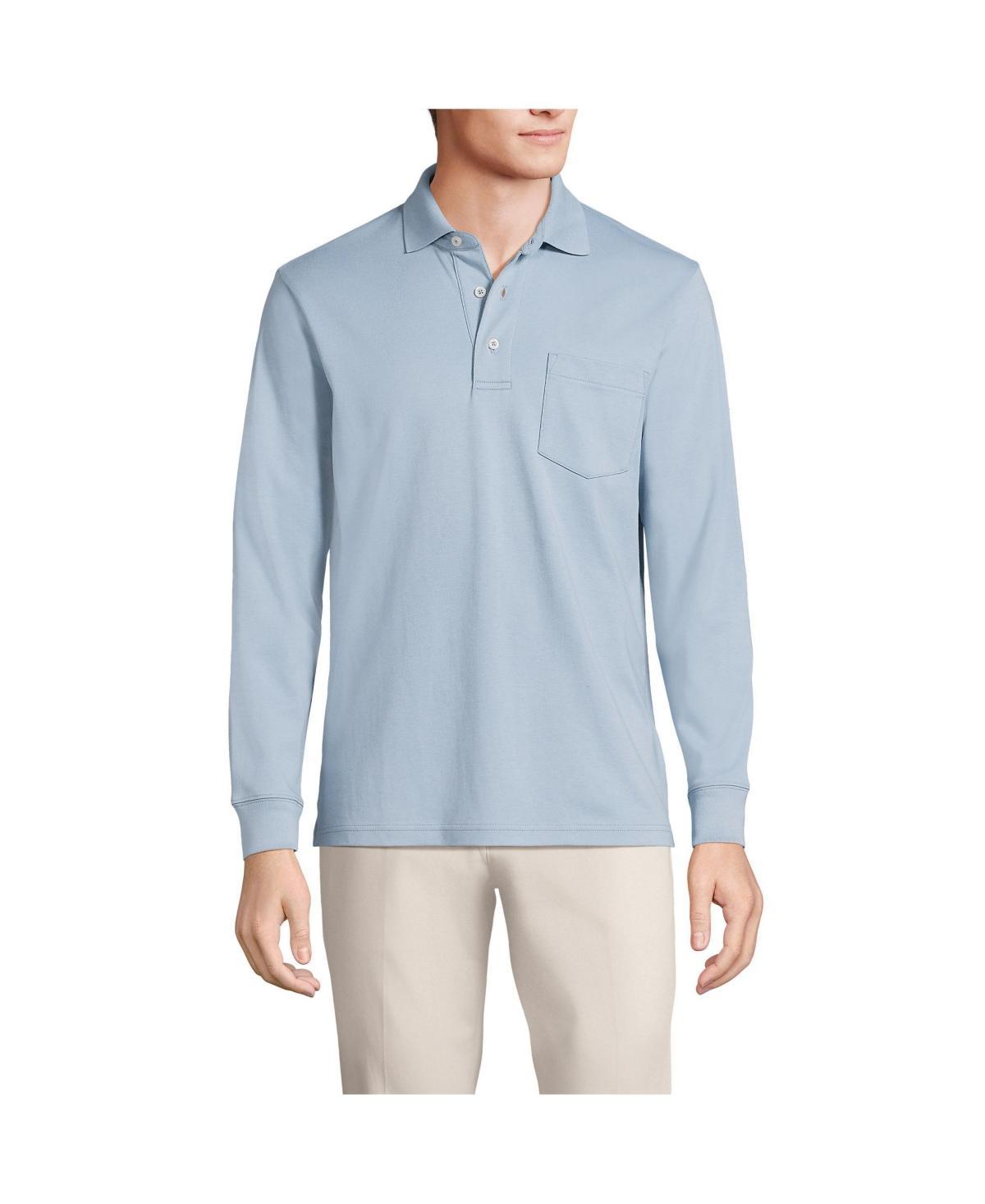 Big & Tall Lands End Classic-Fit Super Soft Supima Pocket Polo, Mens Radiant Blue Product Image