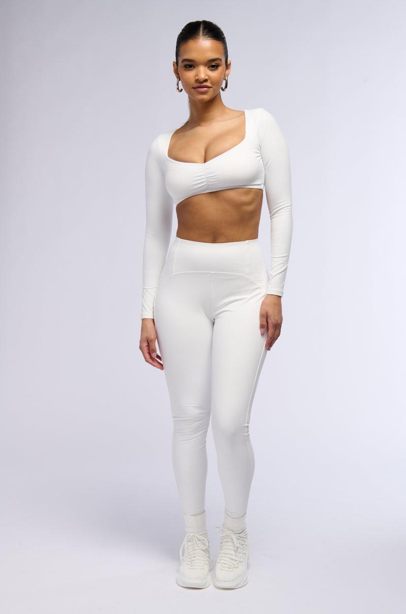 RIO FAUX LEATHER HIGH RISE LEGGING IN WHITE Product Image