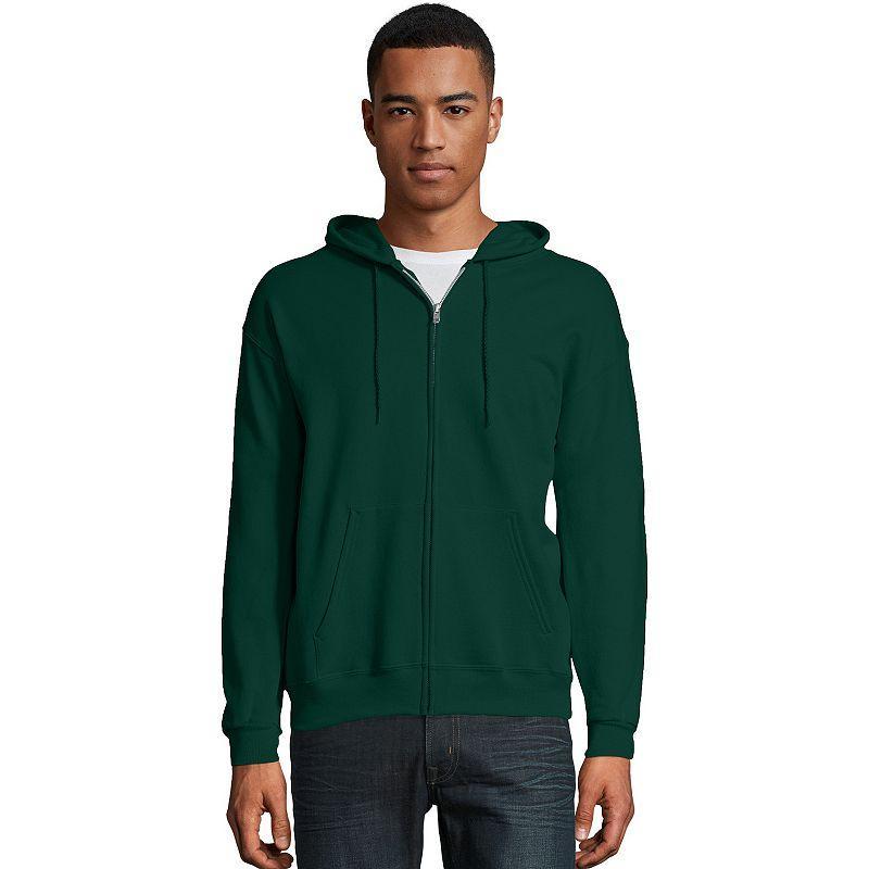 Hanes EcoSmart Mens Full-Zip Fleece Hoodie Safety Green M Product Image