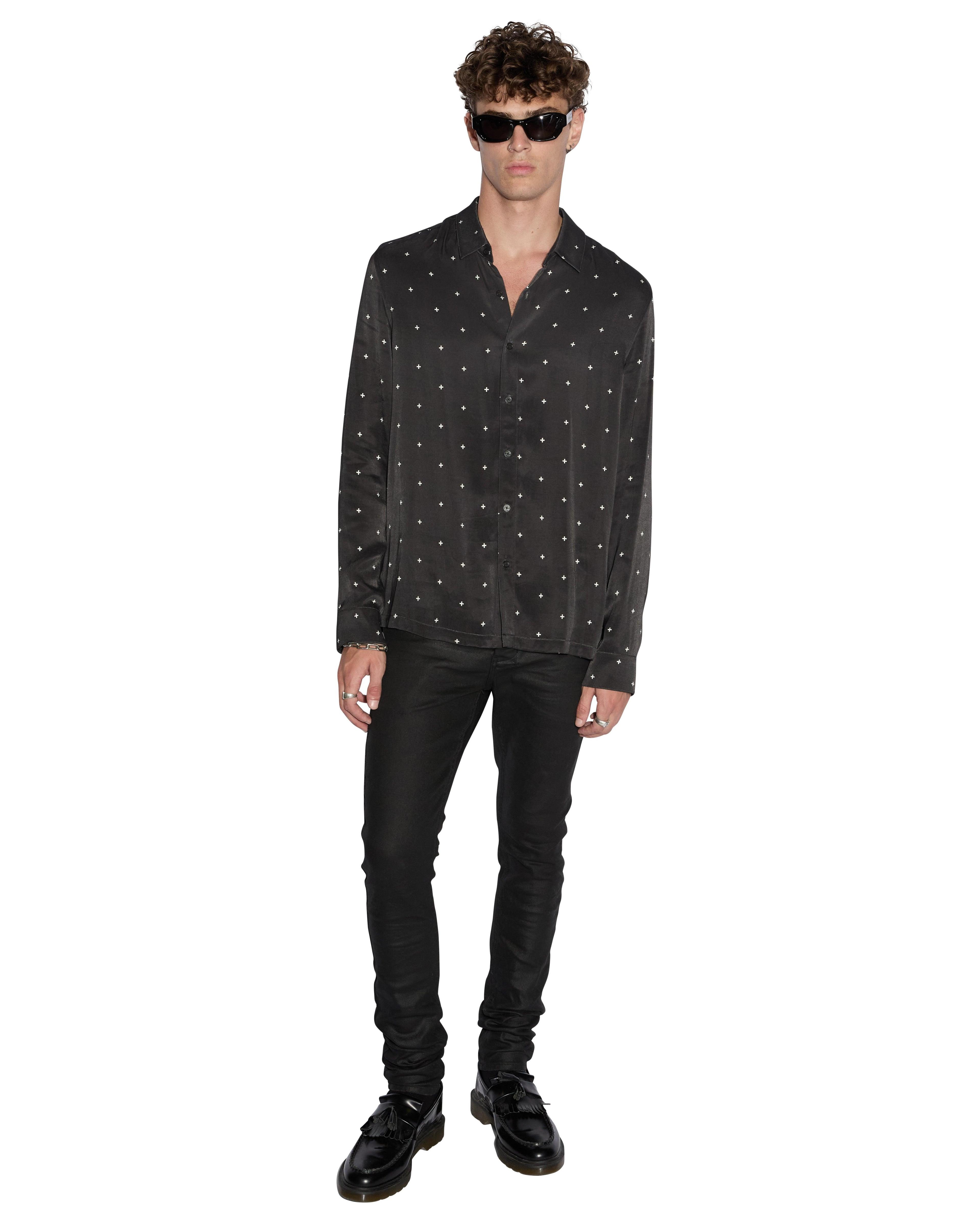 POLKA PLUS LS SHIRT BLACK Male Product Image