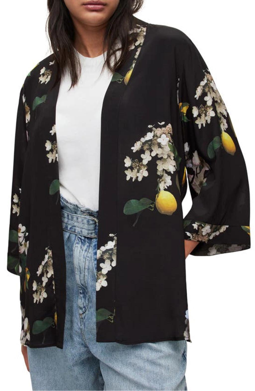 Carina Eugenia Floral Open Jacket In Black Product Image