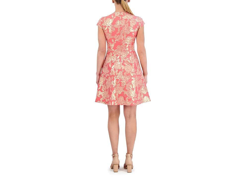 Vince Camuto Jacquard Cap Sleeve Fit and Flare Women's Dress Product Image