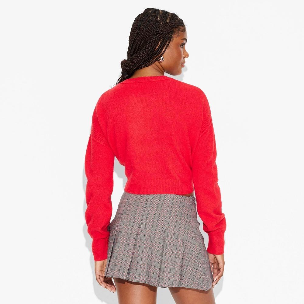 Women's Crewneck Value Pullover Sweater - Wild Fable™ Red Pop L Product Image