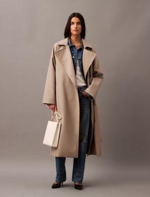 Long Wool Twill Blend Trench Coat product image