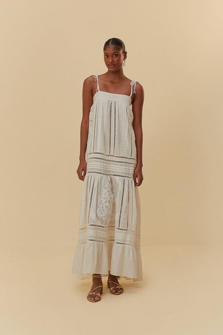 White Lace Sleeveless Midi Dress, OFF-WHITE / M Product Image