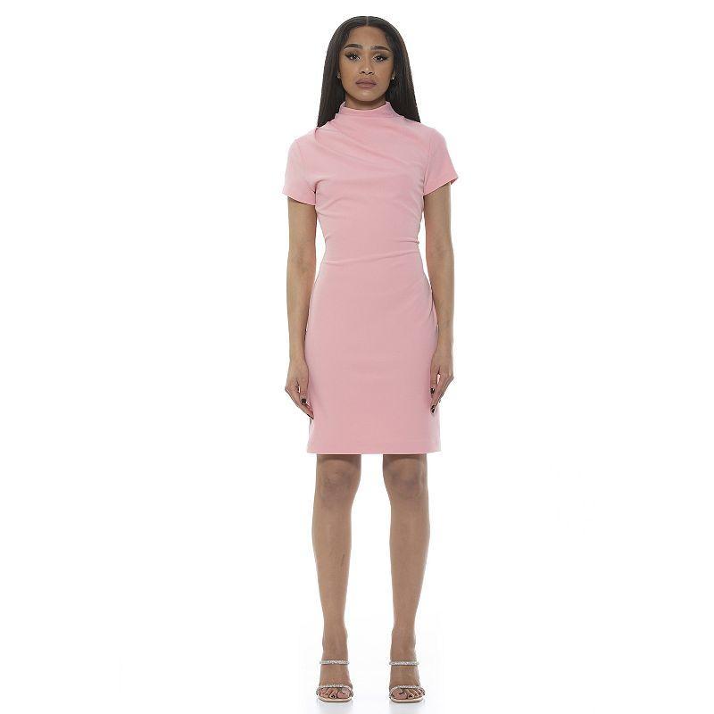 Womens ALEXIA ADMOR Sadee Draped Mockneck Sheath Dress Product Image