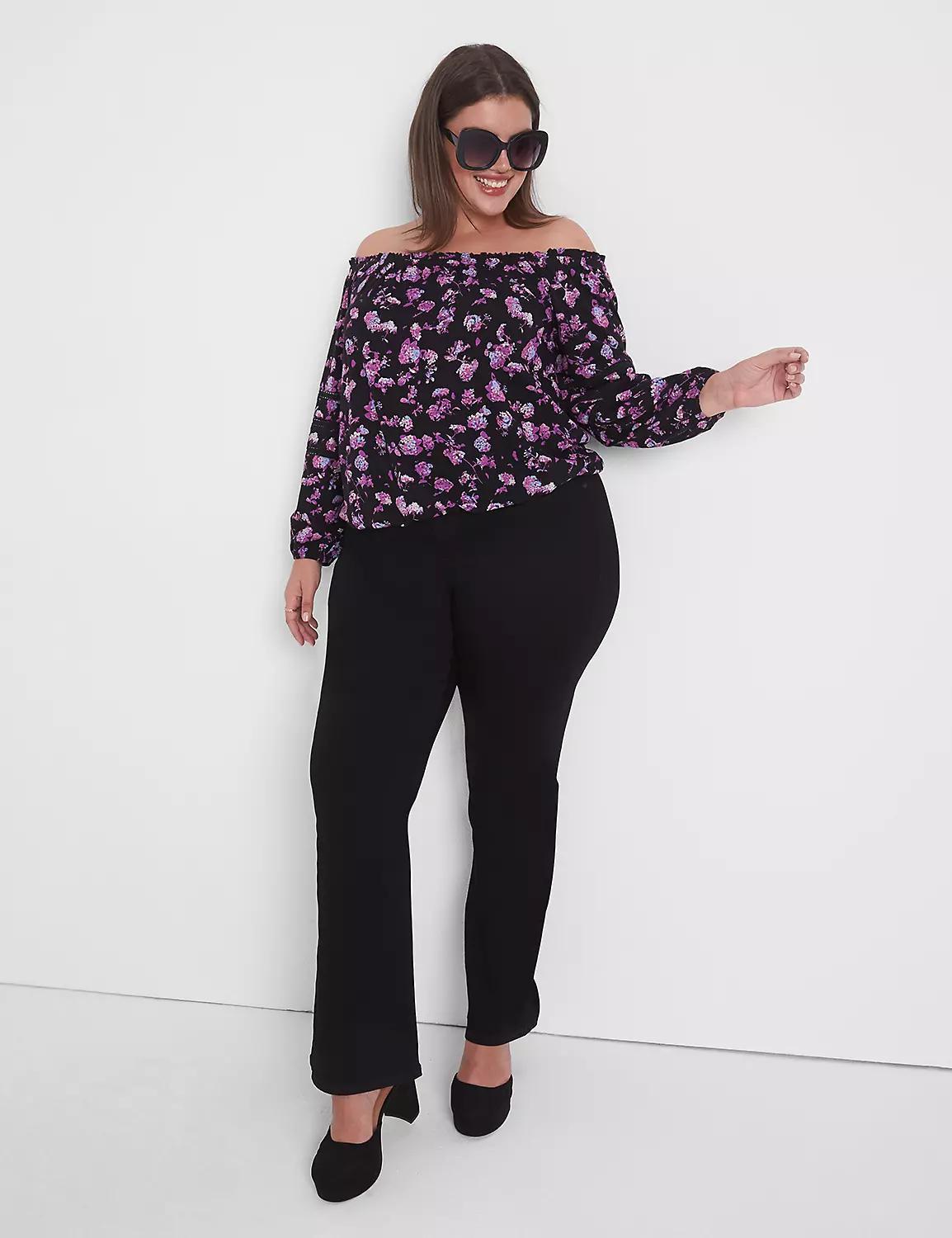 Relaxed Long-Sleeve Off-The-Shoulder Cropped Top product image