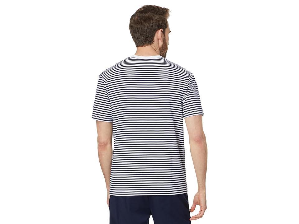 Lacoste Short Sleeve Classic Fit Stripped Crew Neck Tee Shirt (Narcissus/Blizzard-Cement) Men's T Shirt Product Image