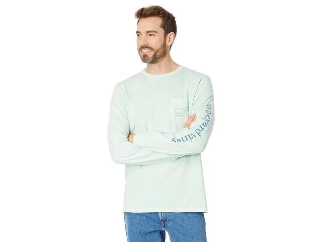 Vineyard Vines Vintage Whale LS GD Pocket Tee (Mist ) Men's T Shirt Product Image