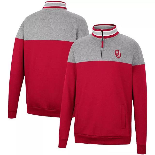 Mens Colosseum Heathered Gray/Cardinal Iowa State Cyclones Be the Ball Quarter-Zip Top Product Image