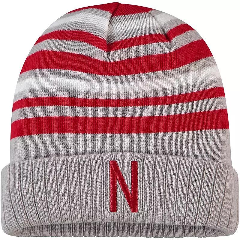 Mens Top of the World Gray and Scarlet Nebraska Huskers All Day Cuffed Knit Hat - Gray Product Image