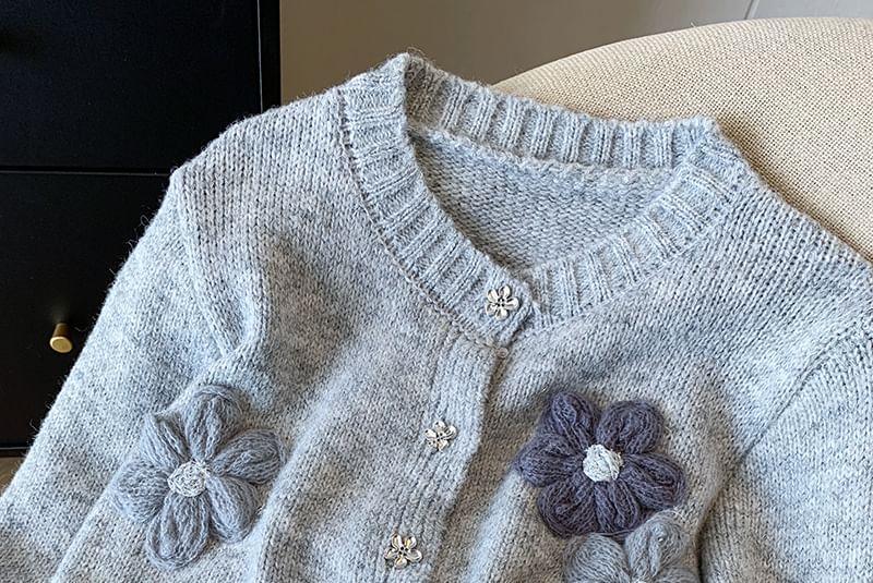 Round Neck Floral Patterned Cardigan Product Image