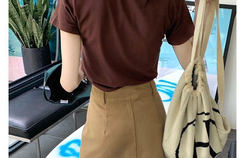 High-Waist Plain Cargo A-Line Mini Skirt Product Image