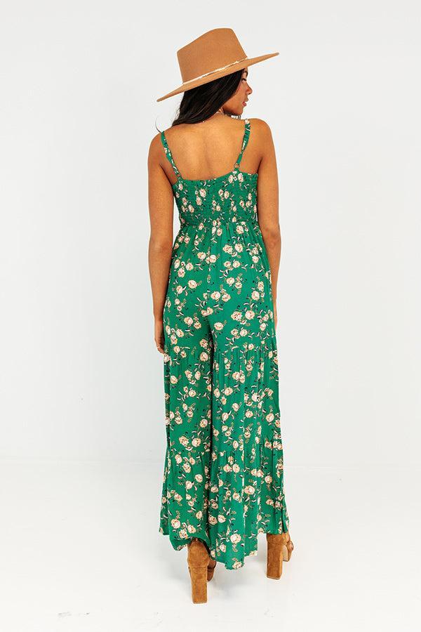 All Of A Sudden Floral Jumpsuit In Green Product Image