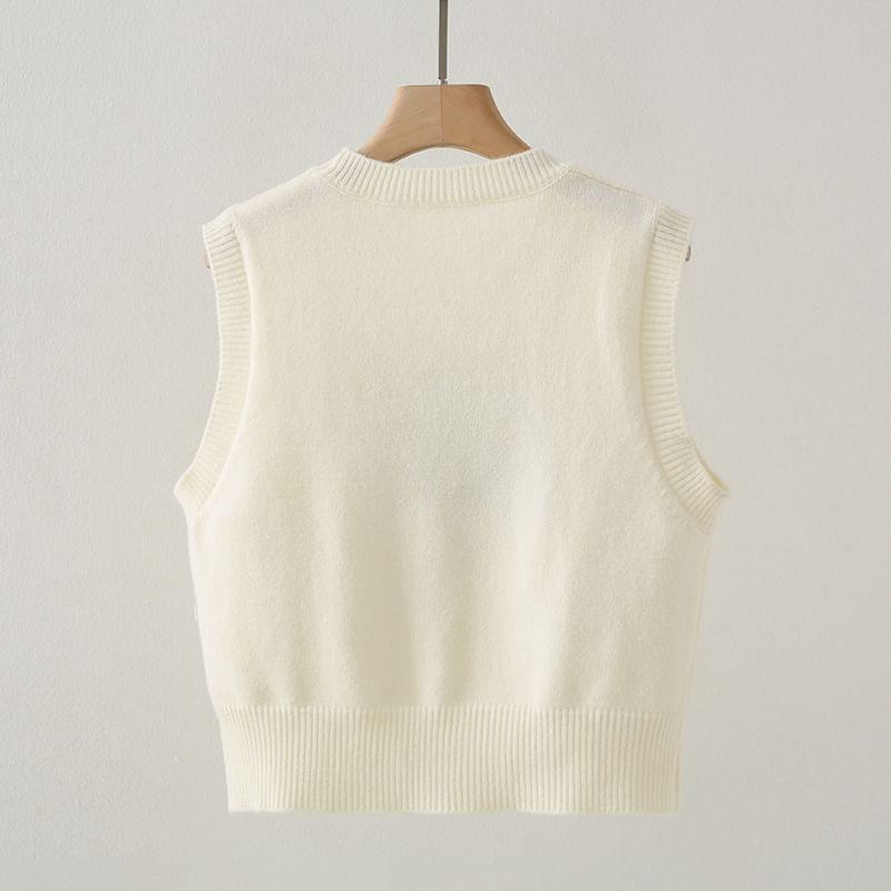 Round Neck Bowknot Sweater Vest Product Image