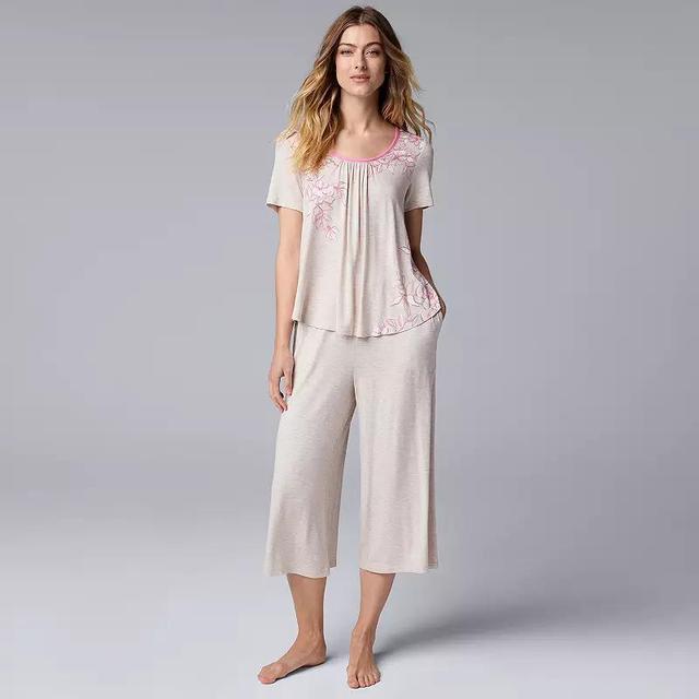 Womens Simply Vera Vera Wang Short Sleeve Top and Culotte Pajama Set Product Image