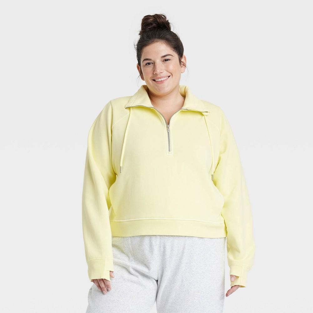 Womens Half Zip Fleece Pullover - All in Motion Yellow 4X Product Image