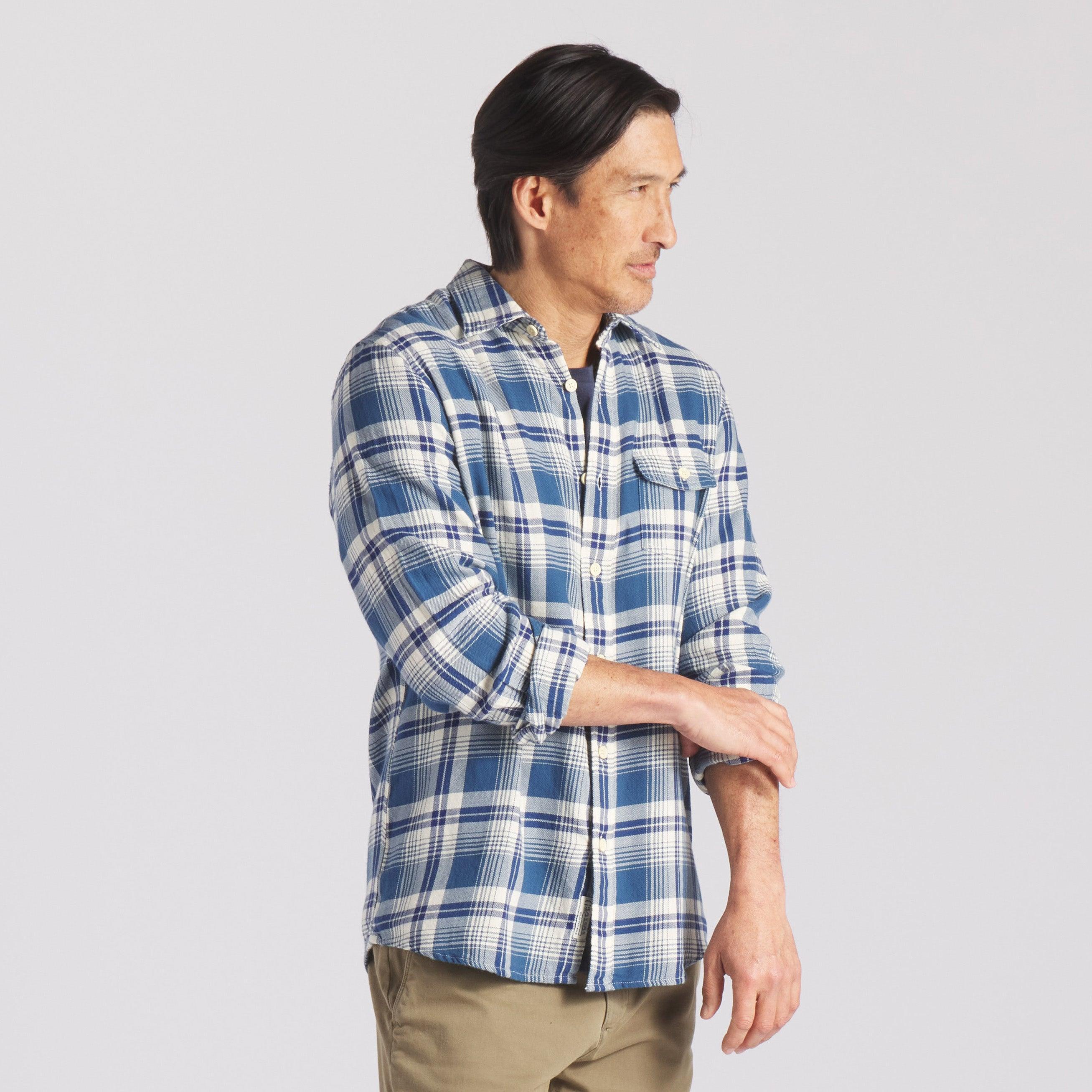 Rugged Twill Shirt - Navy Cream Plaid Product Image