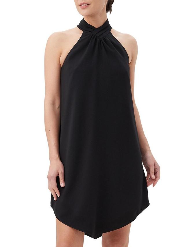 Trina Turk Hiroto Woven Halter Neck Sleeveless High-Low Hem Shift Dress Product Image