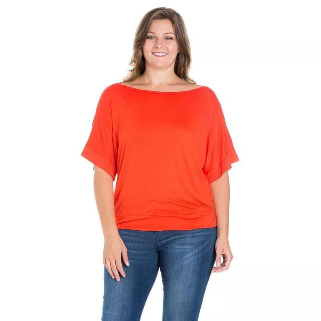 Plus Size 24Seven Comfort Apparel Short Sleeve Dolman Top, Womens Blue Product Image