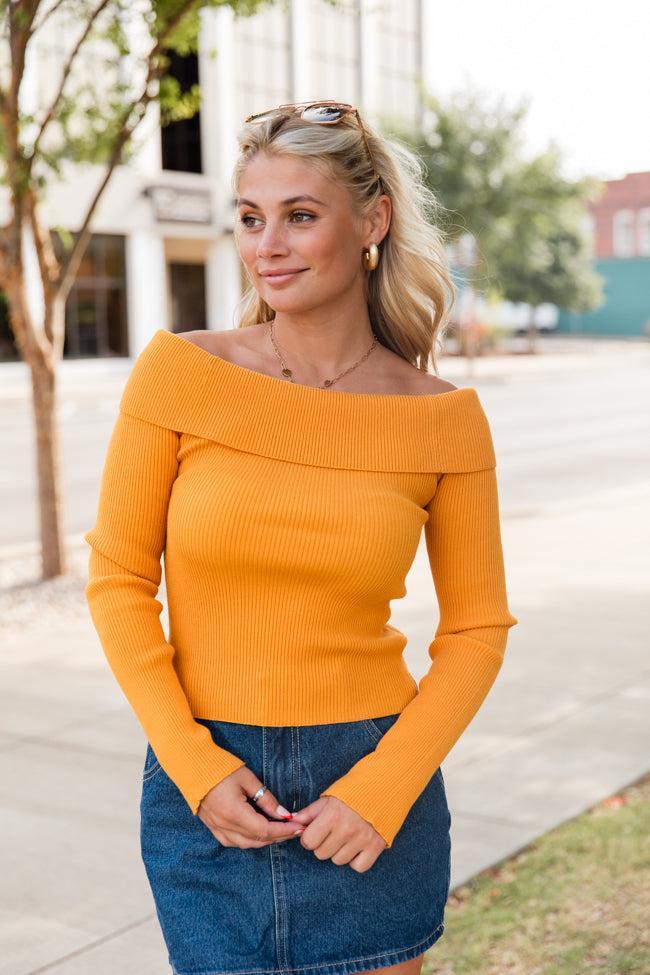 Began With You Mustard Off The Shoulder Sweater FINAL SALE Product Image