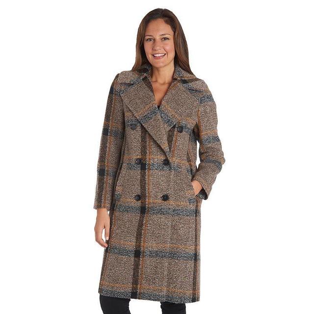 Womens Fleet Street Plaid Double-Breasted Wool Blend Coat Product Image