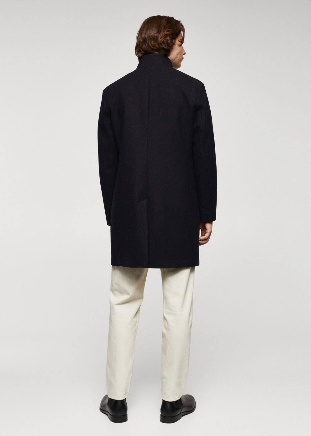 MANGO MAN - Wool funnel neck coat dark navyMen Product Image