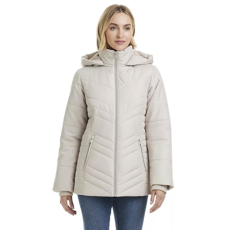 Womens d.e.t.a.i.l.s Triple Chevron Puffer Jacket with Detachable Hood Product Image