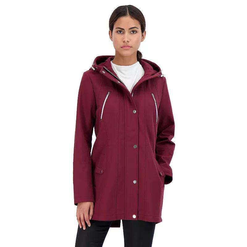 Womens Sebby Collection Hood Water-Resistant Anorak Jacket Blue Product Image