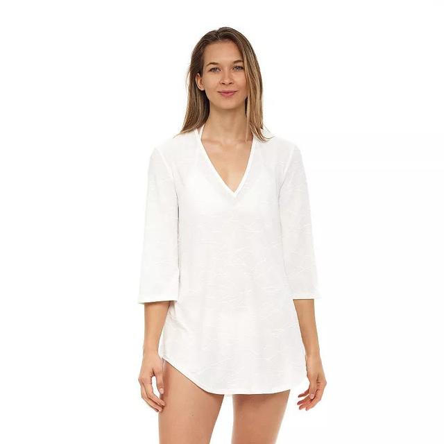 Womens Jordan Taylor Textured Wave V-Neck Swim Cover-Up Tunic Product Image