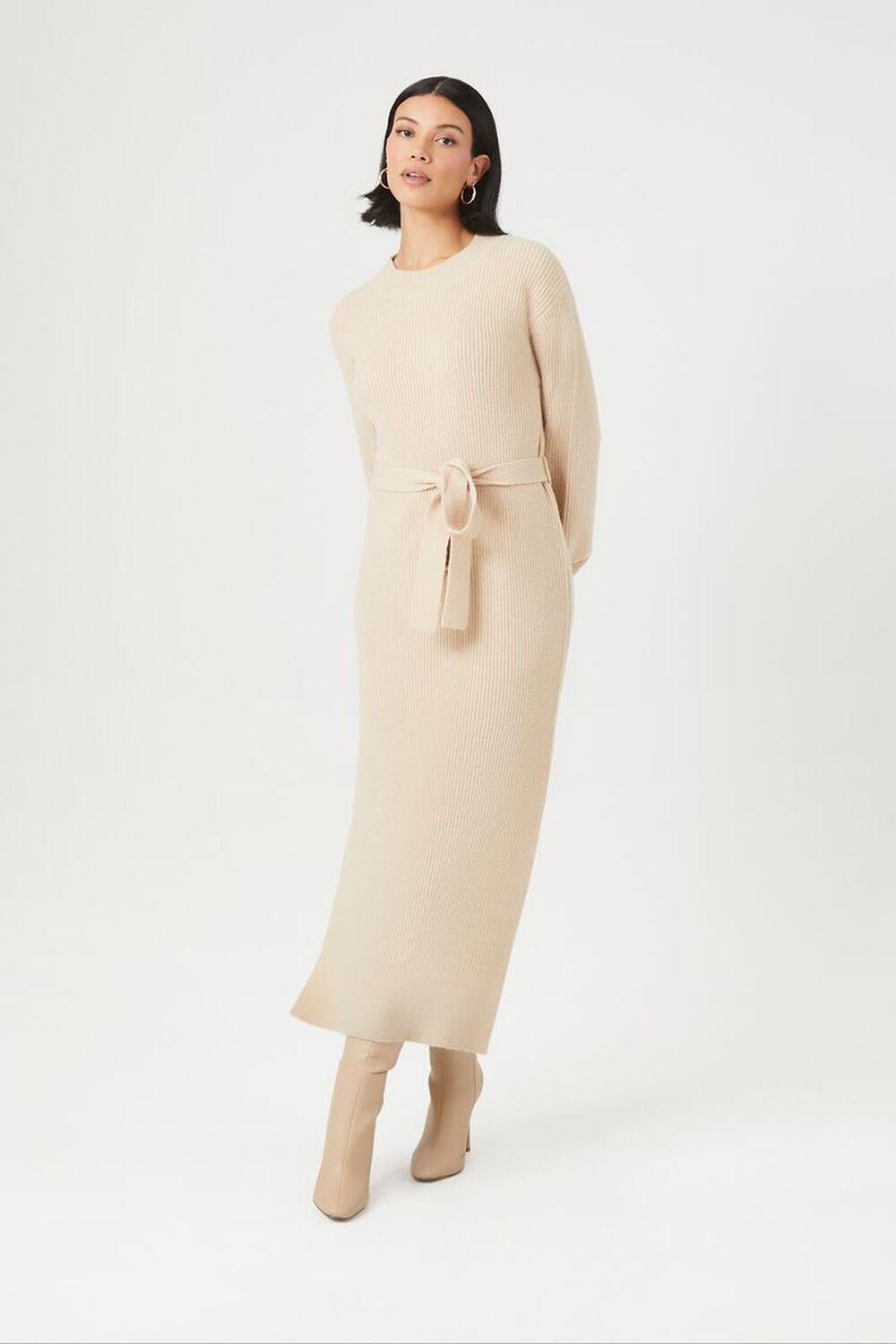 Tie-Front Midi Sweater Dress | Forever 21 Product Image