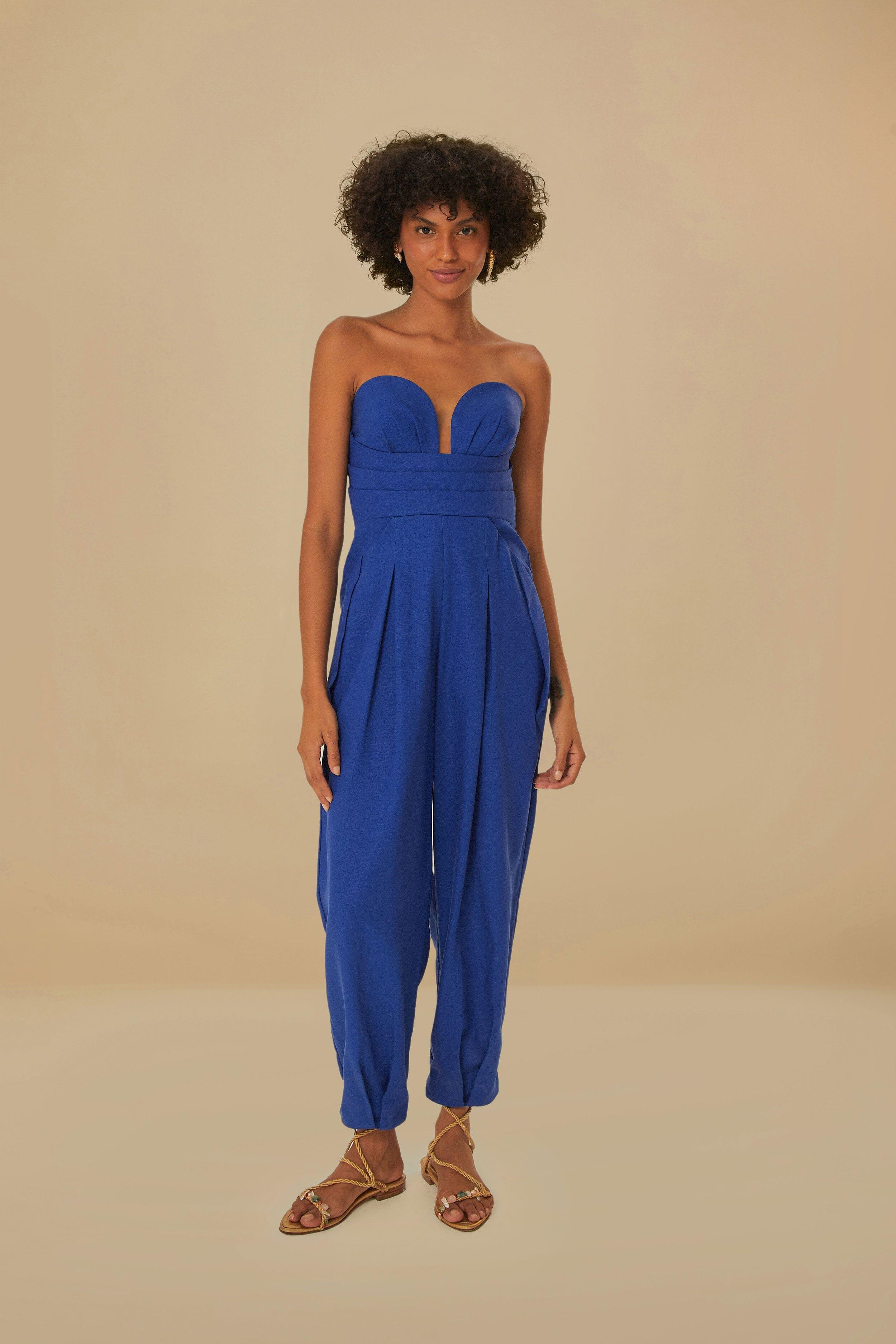 Navy Blue Sleeveless Jumpsuit, NAVY BLUE / XL Product Image