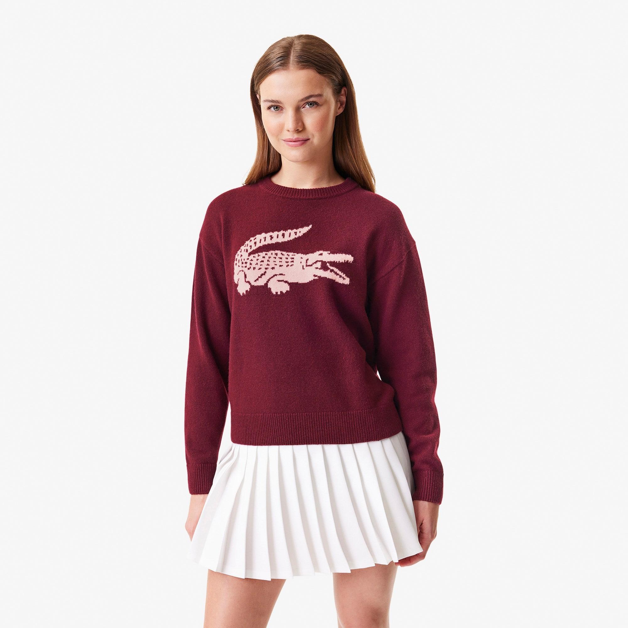 Women's Lacoste x Bandier Contrast Crocodile Sweater Product Image