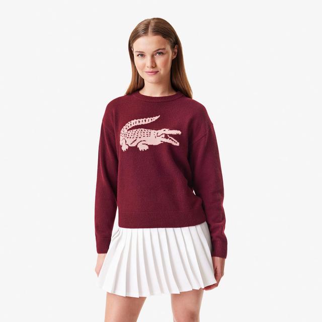 Women's Lacoste x Bandier Contrast Crocodile Sweater Product Image