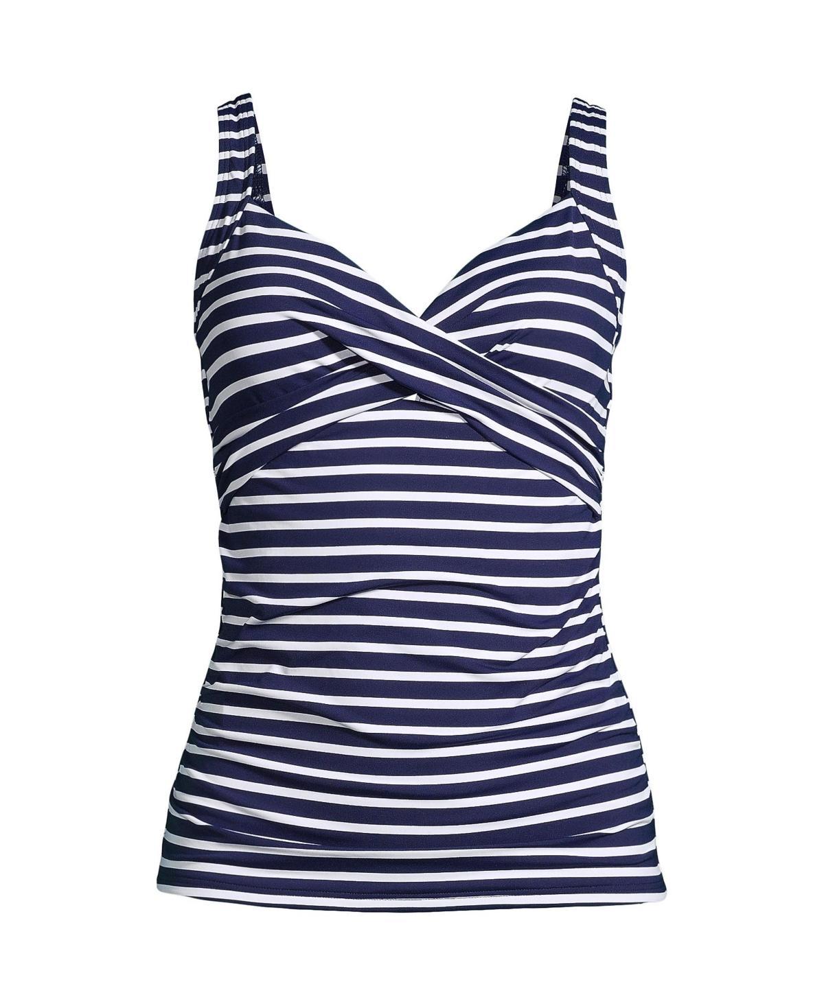 Lands End Womens Dd-Cup V-Neck Wrap Wireless Tankini Swimsuit Top Product Image