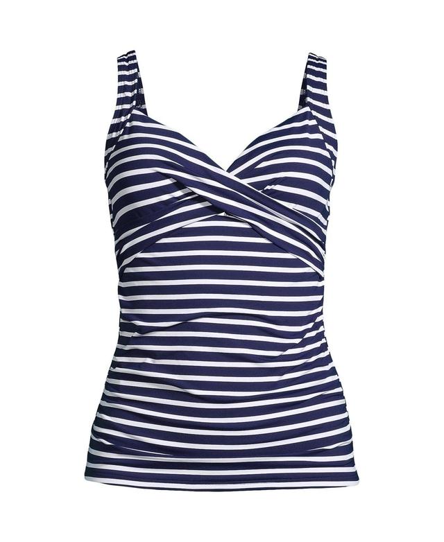 Lands End Womens Dd-Cup V-Neck Wrap Wireless Tankini Swimsuit Top Product Image