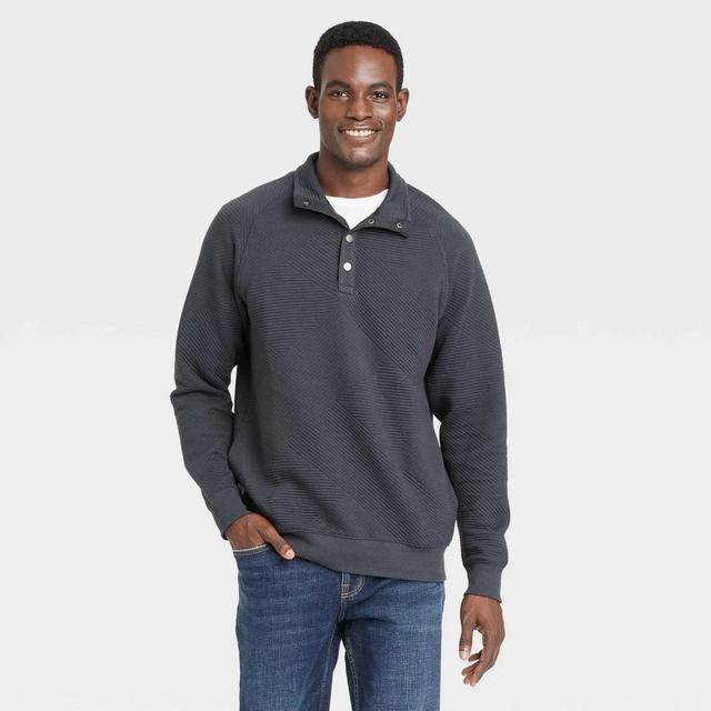 Mens Quilted Snap Pullover Sweatshirt - Goodfellow & Co Dark M Product Image