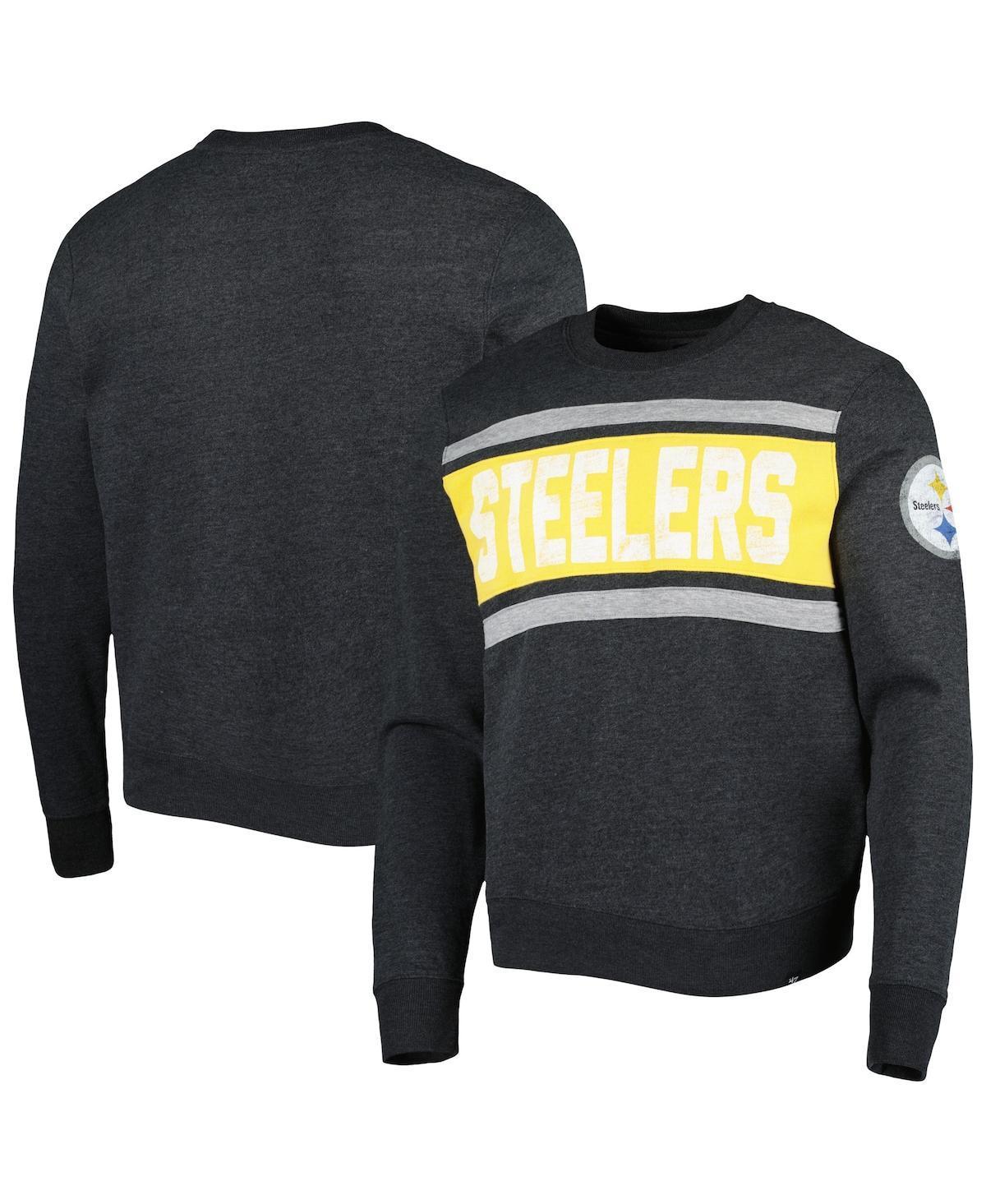 Mens 47 Heathered Black Pittsburgh Steelers Bypass Tribeca Pullover Sweatshirt product image