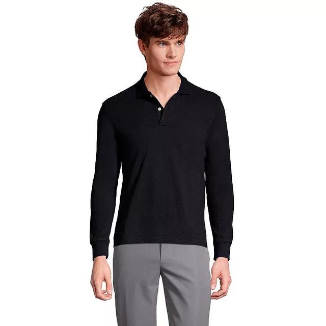 Mens Lands End Long Sleeve Mesh Polo Shirt Product Image