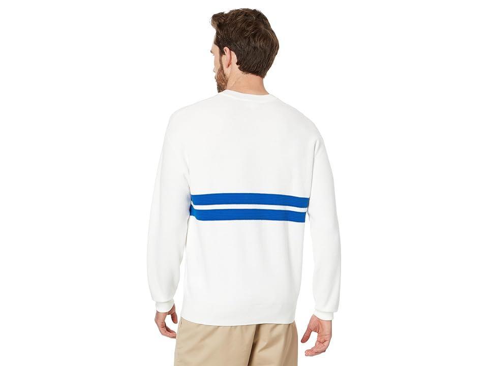 Lacoste Long Sleeve Relaxed Fit V-Neck Sweater with Stripes (Flour/Ladigue) Men's Sweater Product Image