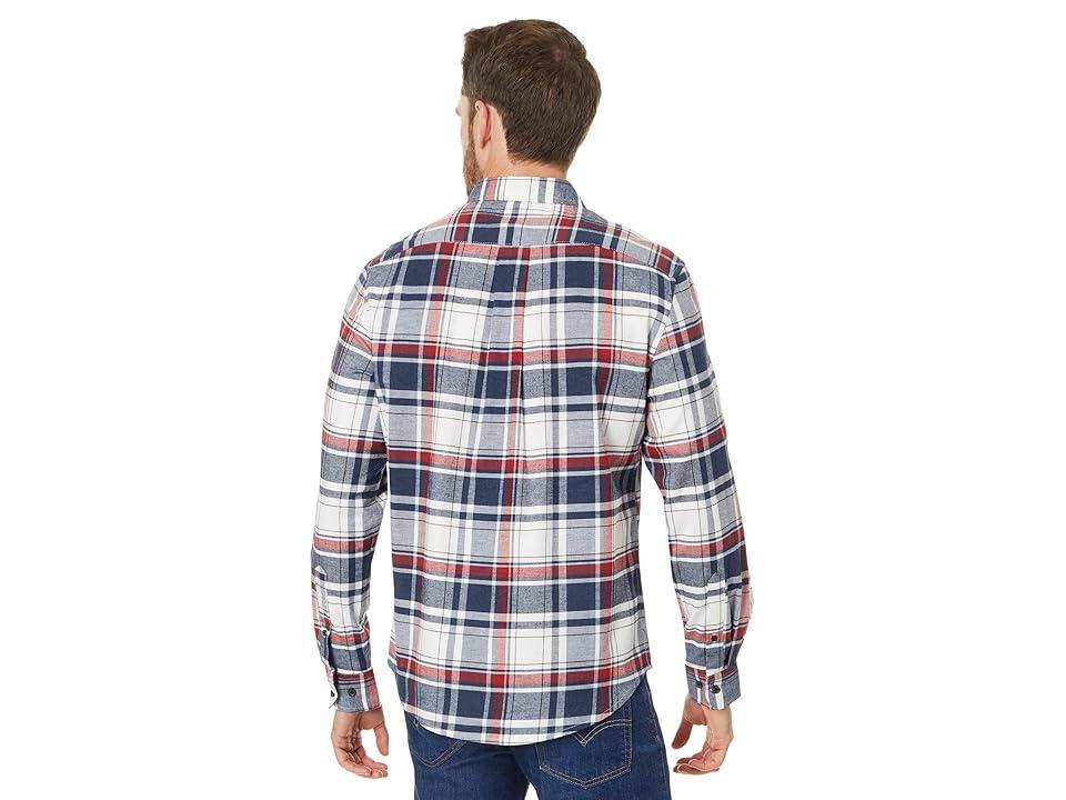 U.S. POLO ASSN. Long Sleeve Classic Fit 1 Pocket Yarn Dye Stretch Peached Twill Heathered RWB Plaid Woven Shirt (Dark Night Heather) Men's Jacket Product Image