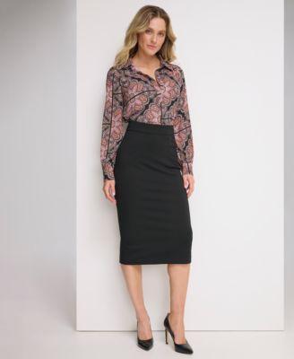 Tommy Hilfiger Womens Ponte Pencil Midi Skirt Product Image