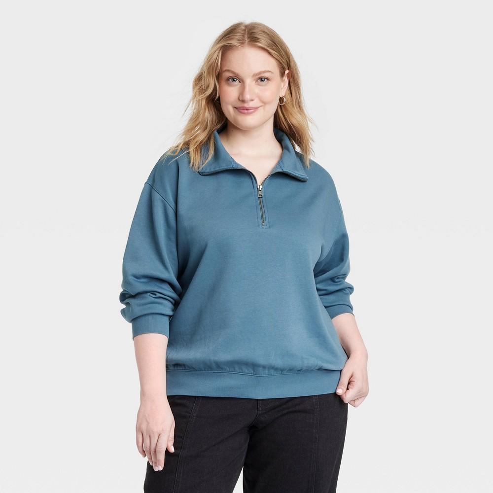 Womens Leisure Studio Quarter Zip Pullover - Universal Thread Blue XXL Product Image