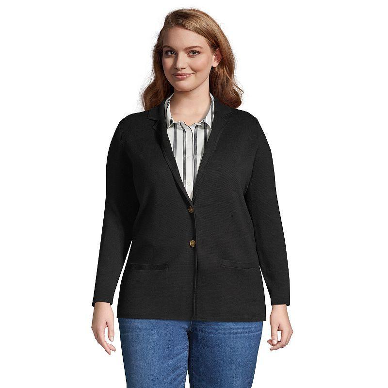 Plus Size Lands End Sweater Blazer, Womens Med Grey Product Image