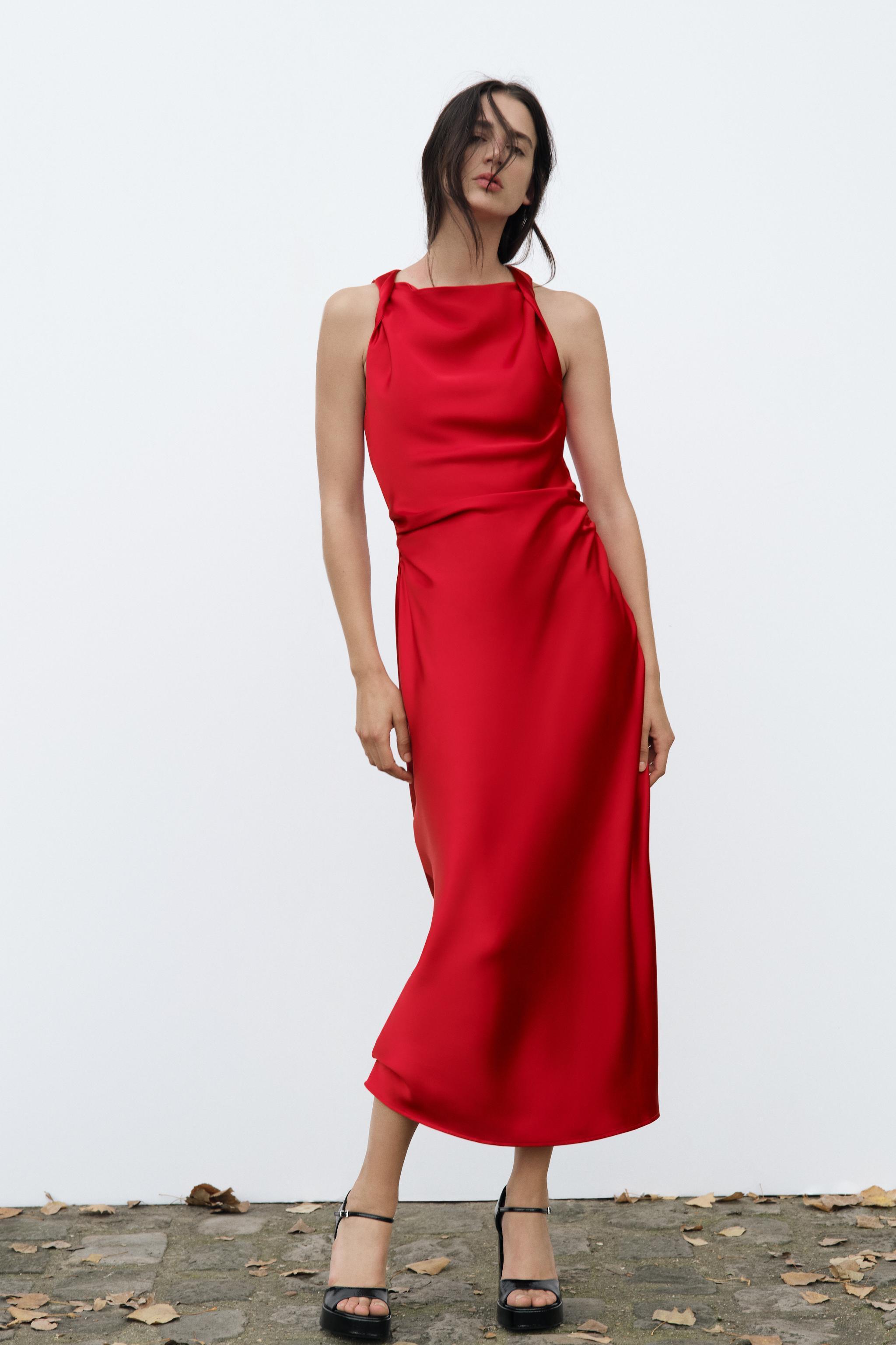 SATIN EFFECT MIDI DRESS Product Image