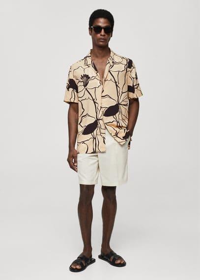 MANGO MAN - Regular-fit flowy printed shirt off whiteMen Product Image