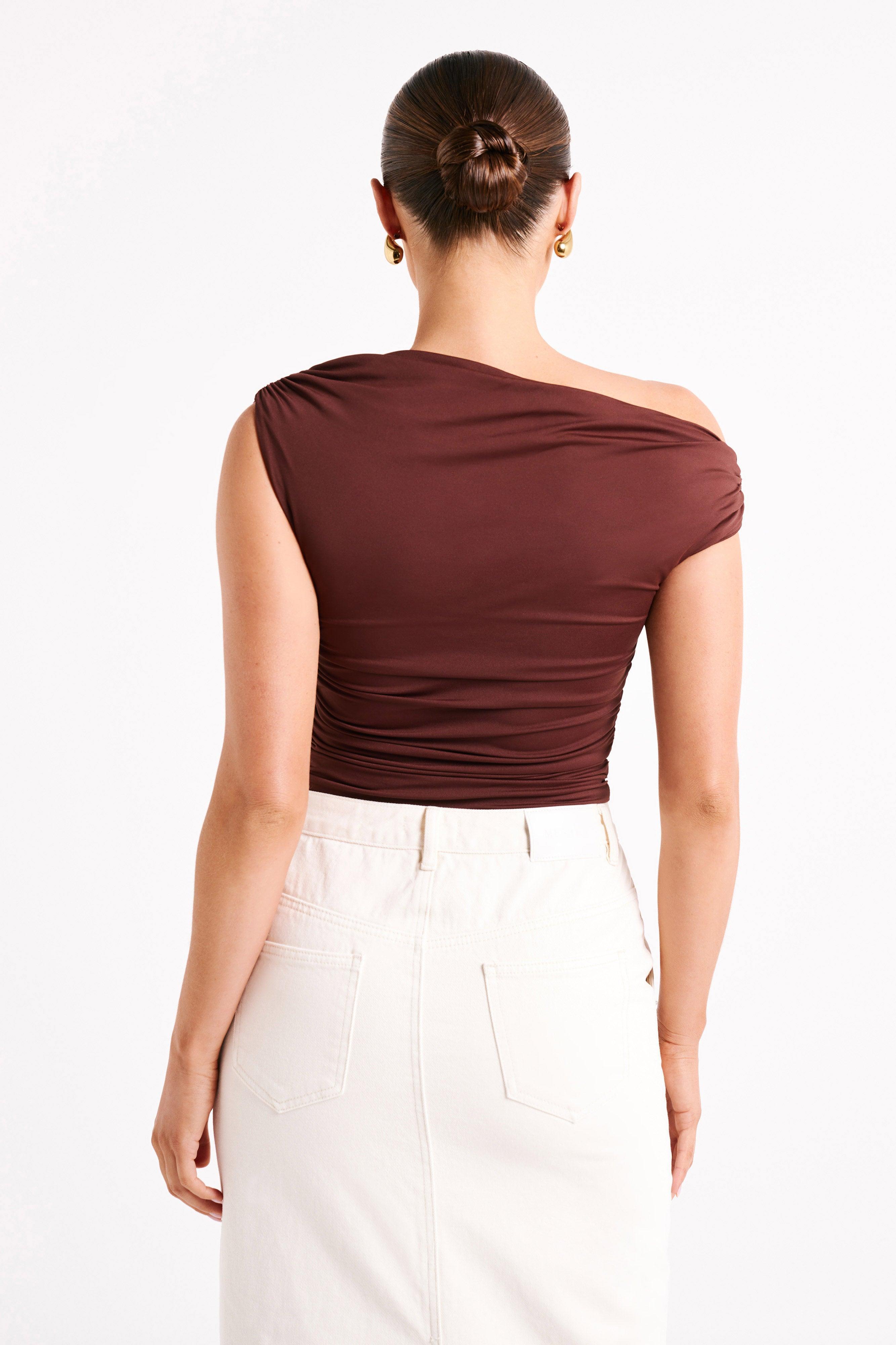 Alayna Recycled Nylon Ruched Top - Chocolate Product Image