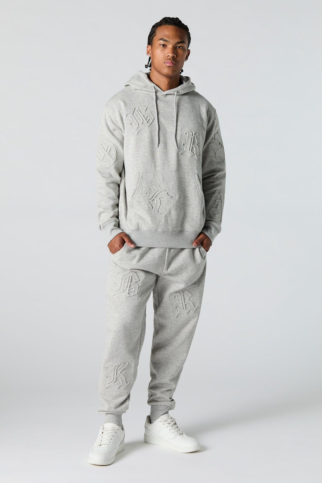 Embossed Fleece Hoodie Male Product Image